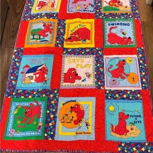 Vintage 2003 Clifford the Big Red Dog Patchwork Quilt - Bright Red & Multi